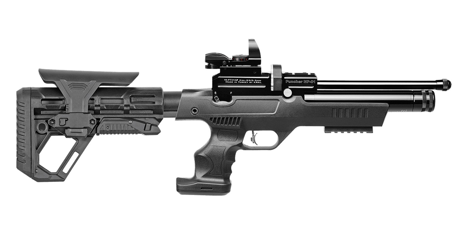 Kral Arms NP-01 5.5mm PCP sintética con culata negra