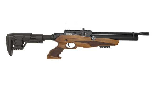 Rifle PCP Reximex Tormenta Lite madera con culata ajustable.
